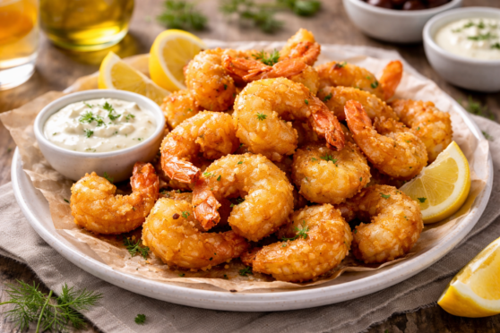 Γαρίδες τηγανιτές με κουρκούτι μπύρας